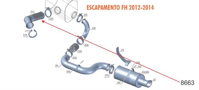 CANO ESCAPE FH EURO 5 - SAIDA MOTOR - A PARTIR DE 2012 8663 